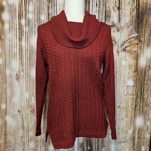 Khakis and Co red knit cowl neck long sleeve cozy sweater sz petite M